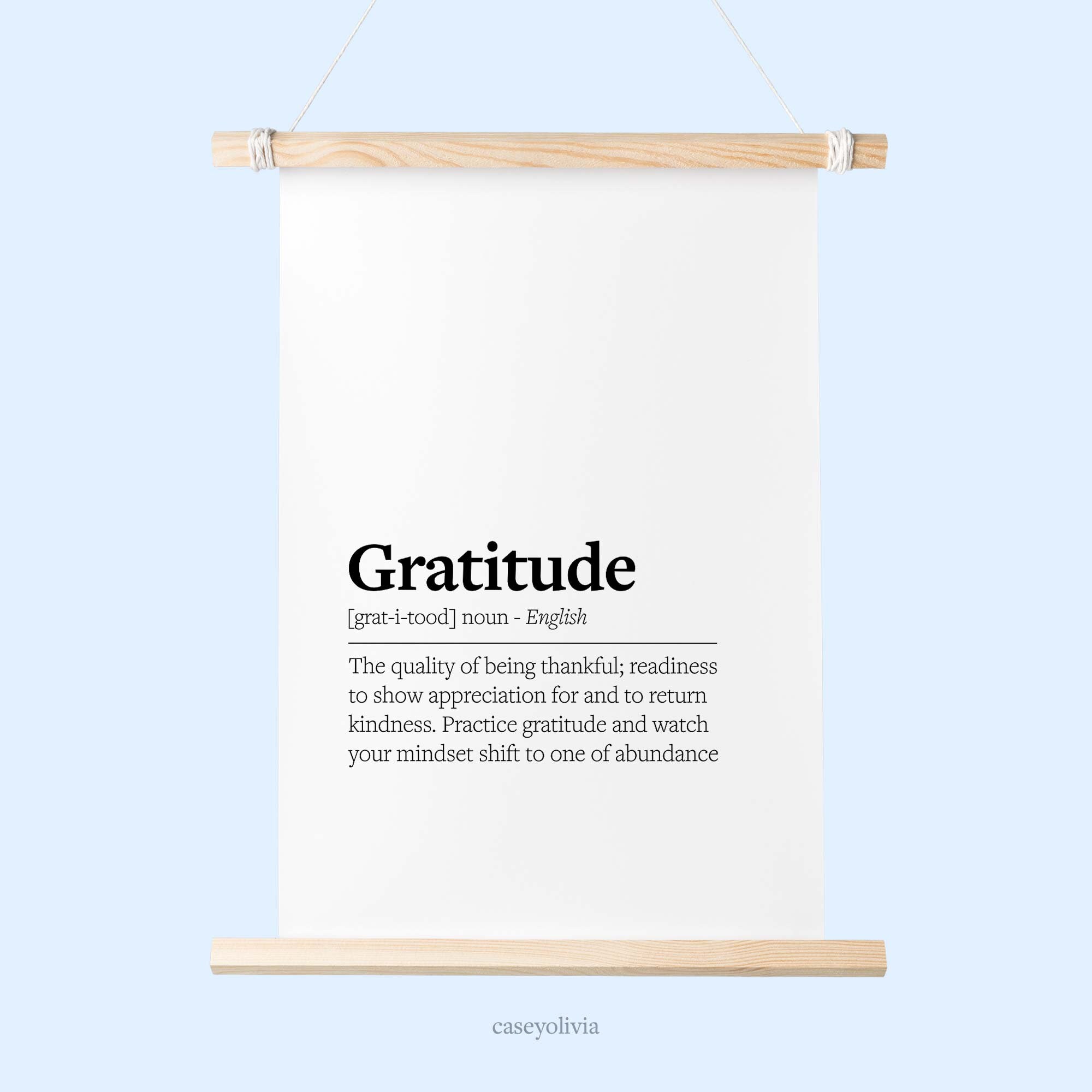 Gratitude Definition Printable Wall Art Inspirational Wall Decor Print