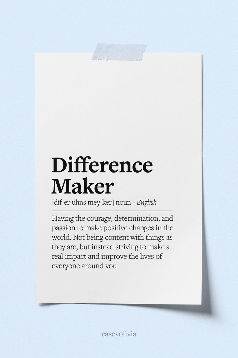 Difference Maker Definition Printable Wall Art Coworker Etsy