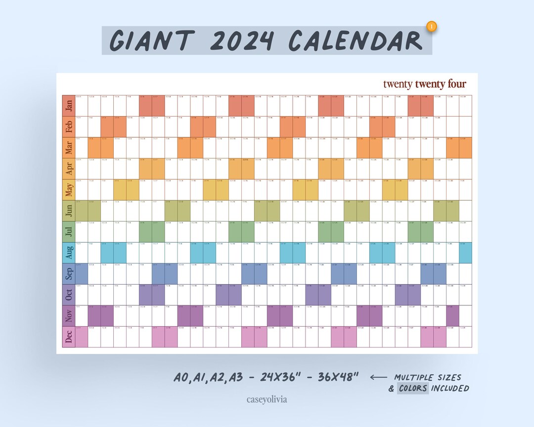 Giant Wall Calendar Printable Calendar Yearly Planner Year at a Glance ...