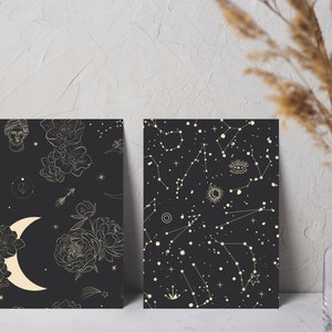 Pacote de 8 Notecards Cósmicos Clássicos. Saudações do Universo: Compartilhe a beleza do espaço com a coleção de 8 cartões Black Night Skies