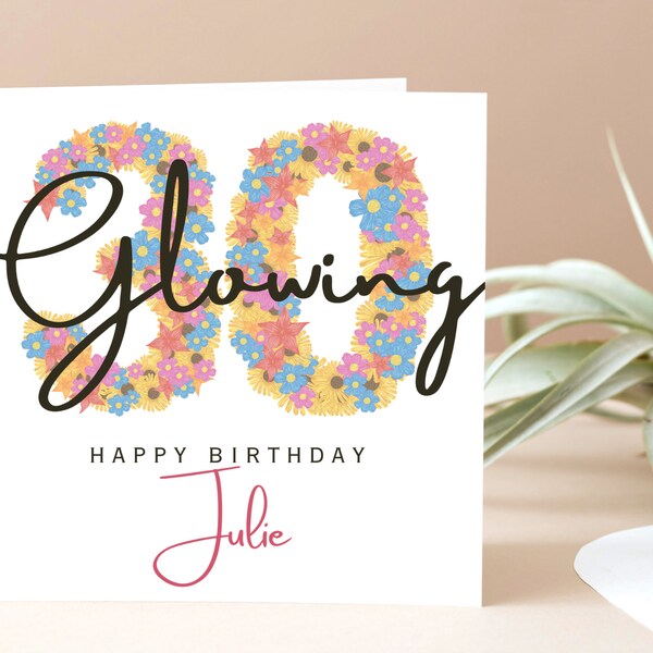 Glowing 30 for 30th Birthday: Celebrate the 30th with Personalized 30 Flower Birthday Card - Perfect for Daughter, Coworker, Friend, Boss