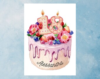 Make Birthday Extra Special with Personalized Birthday Cake Card featuring Age-Specific Candle. Perfect Birthday Gift for Family and Friend