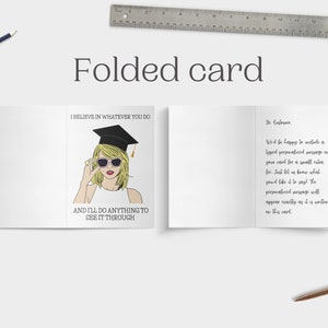 Personalized Graduation Congratulations Cards Graduation Cards Card for New Grads Taylor Swift-Inspired Cards Envelopes Included Folded + Message