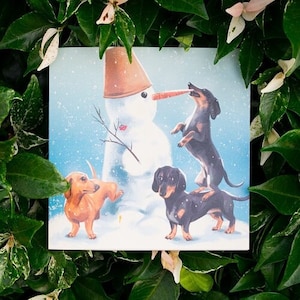 Up to Snow Good - Dackel Weihnachtskarte