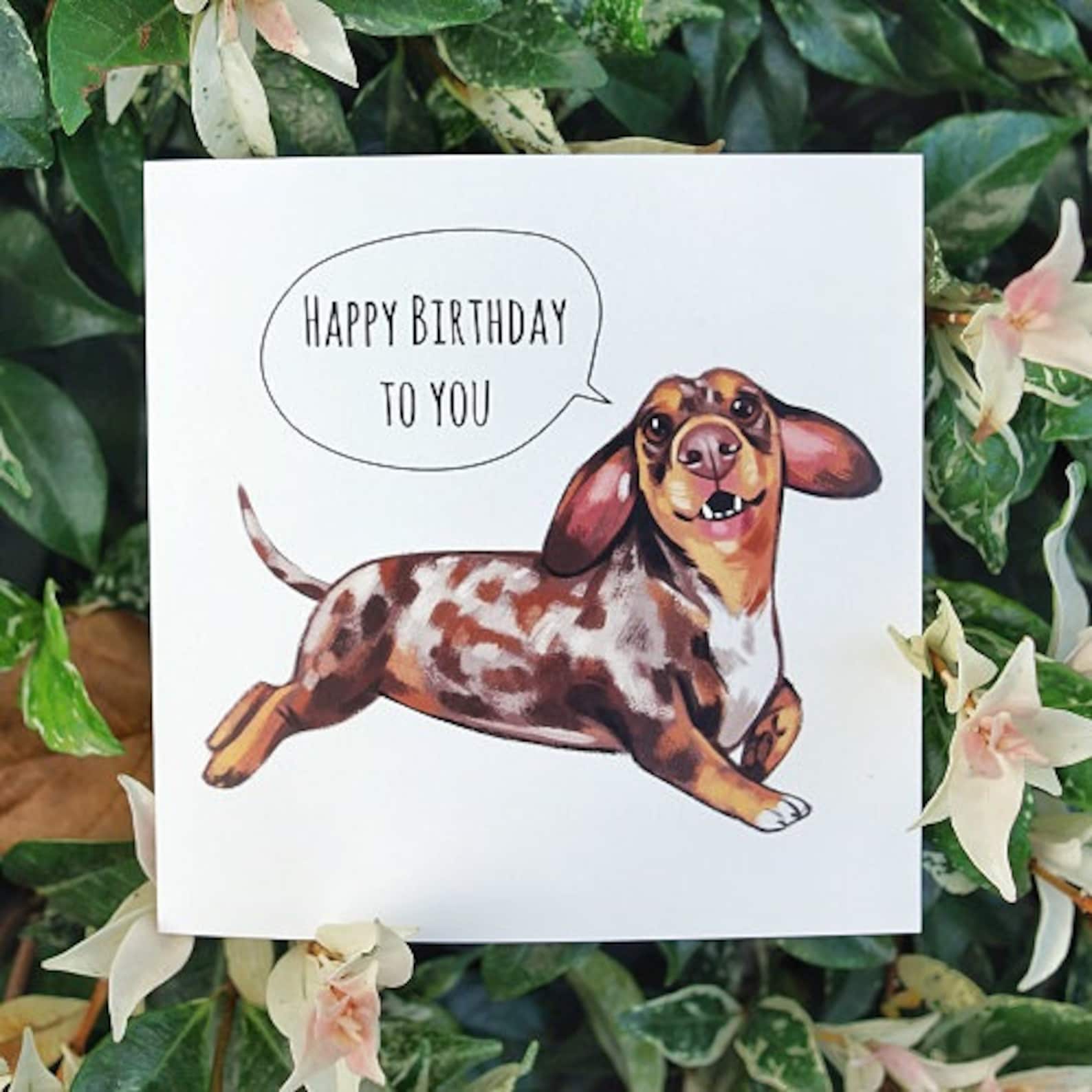Dachshund Happy Birthday Greeting Card - Sausage Dog Lover Gift - Etsy