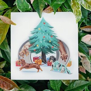 Barkin' Rund um den Weihnachtsbaum - Dackel | Dackel Weihnachtskarte
