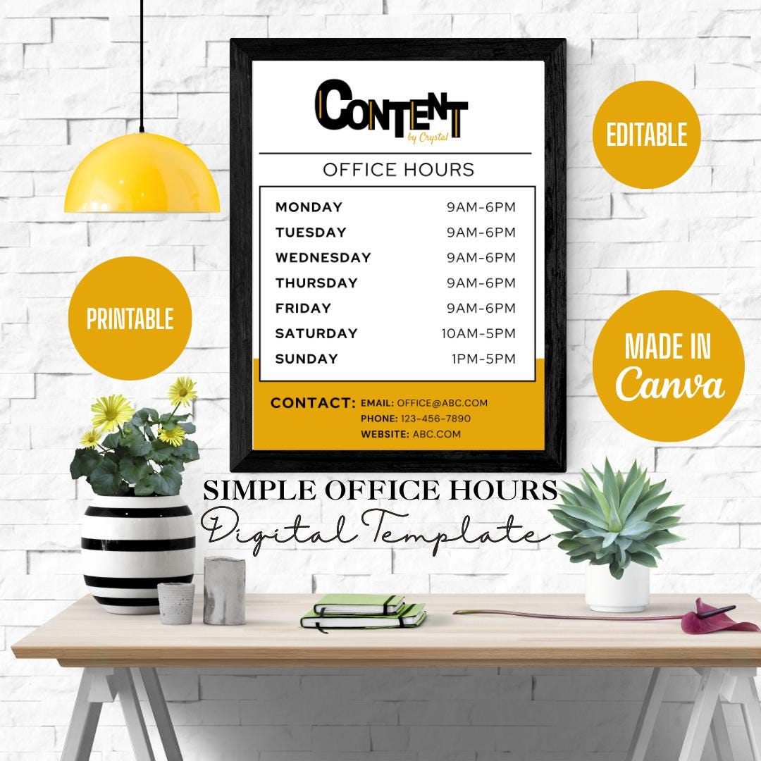 Program Hours Design Editable Business Hours Sign Template: Printable Canva Design (US ...