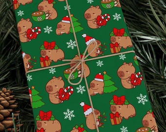 Capybara Christmas Wrapping Paper, Cute Wrapping Paper, Holiday Gift Wrap, Capybara Gifts, Stocking Stuffers, Gift for Capybara Lovers
