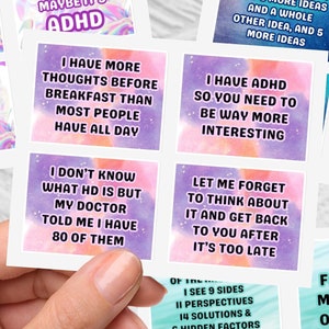 ADHD Meme Stickers, Funny Adhd Sticker Set, Sarcastic Adhd Stickers, Psychology Stickers, Adhd Gifts, Funny Stickers Adult, Psychology Gifts