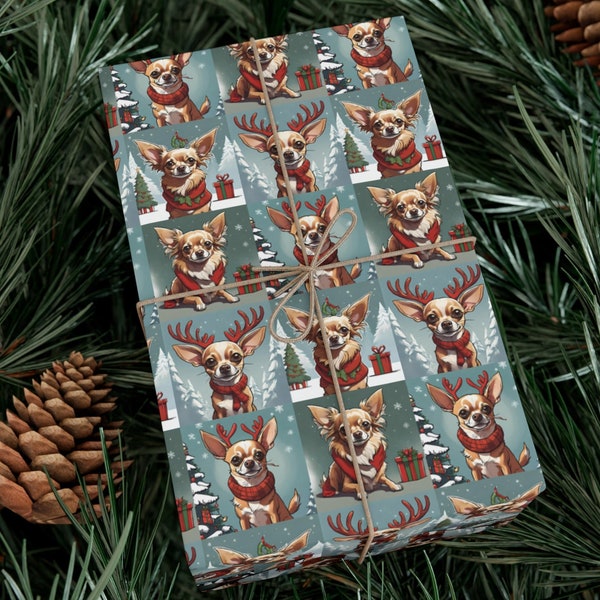 Chihuahua Christmas Wrapping Paper Roll, Chihuahua Gifts, Cute Wrapping Paper, Dog Wrapping Paper, Chihuahua Gift Wrap