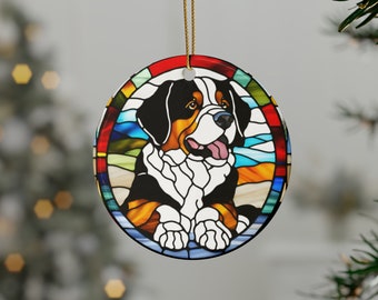 Bernese Mountain Dog Ornament, Dog Mom Mother's Day Gift, Bernese Mountain Dog Gift, Stained Glass Aesthetic, Bernese Mountain Dog Mama Gift