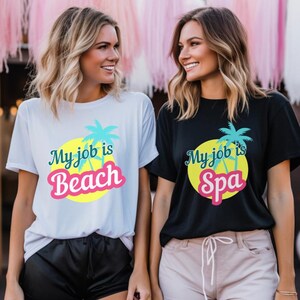 Mi trabajo es la playa Camisetas de vacaciones personalizadas a juego, camisetas de despedida de soltera personalizadas, viaje de vacaciones grupales a la playa, viaje de chicas, camisetas de vacaciones familiares