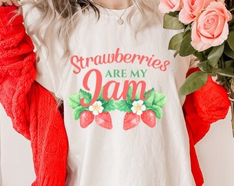 Strawberry Jam T-Shirt, Comfort Colors Cottagecore Shirt, Strawberry Shirt, Fruit Shirt, Strawberry Top, Strawberry Clothes, Strawberry Gift