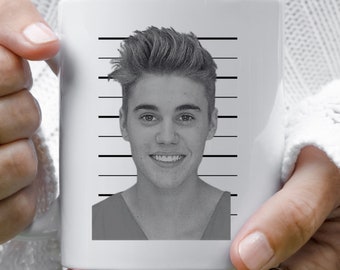 Gifts for Justin Bieber Fans, Celebrity Mug Shot Mug, Pop Culture Gifts, Celebrity Mug, Music Lover Gifts, Celebrity Gifts for Teens