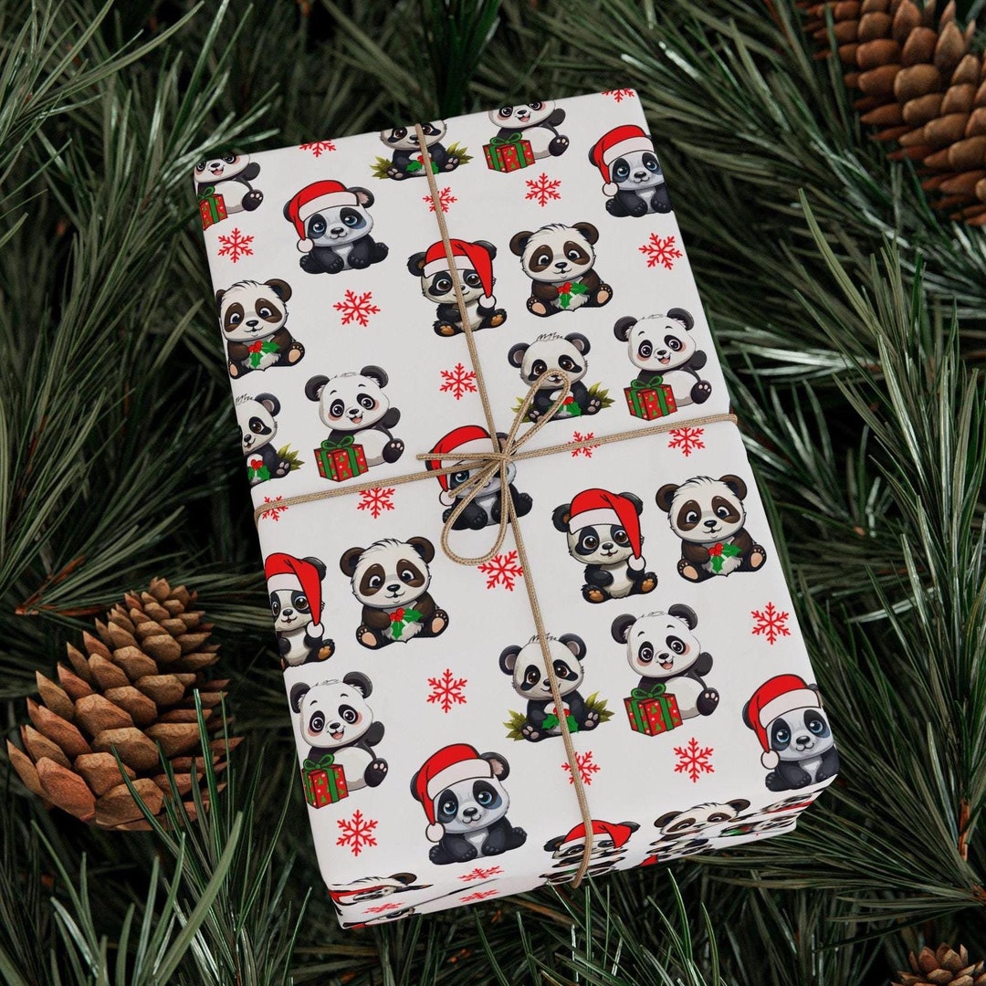 Panda Wrapping Panda Bear Christmas Wrapping Paper, Cute Animal Wrapping Paper ...