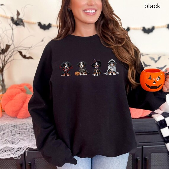 Sweat à Capuche Halloween Bouvier Bernois - Design Citrouille Et Squelette - Pour Fans De Chiens - Unisexe - 7