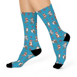 Otter Christmas Socks, Otter Gifts, Holiday Socks, Otter Accessories, Stocking Stuffer, Gift for Otter Lovers, Cute Animal Socks for Him Her