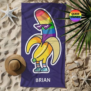 Custom Gay Pride Banana Beach Towel, Gay Bachelor Party, Gay Cruise, Pride Month Merch, Gay Wedding Gift, Custom Group Vacation Towels