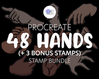 48 Pinceles de sello de mano / Pinceles de mano Procreate / Paquete de pinceles de sello Procreate