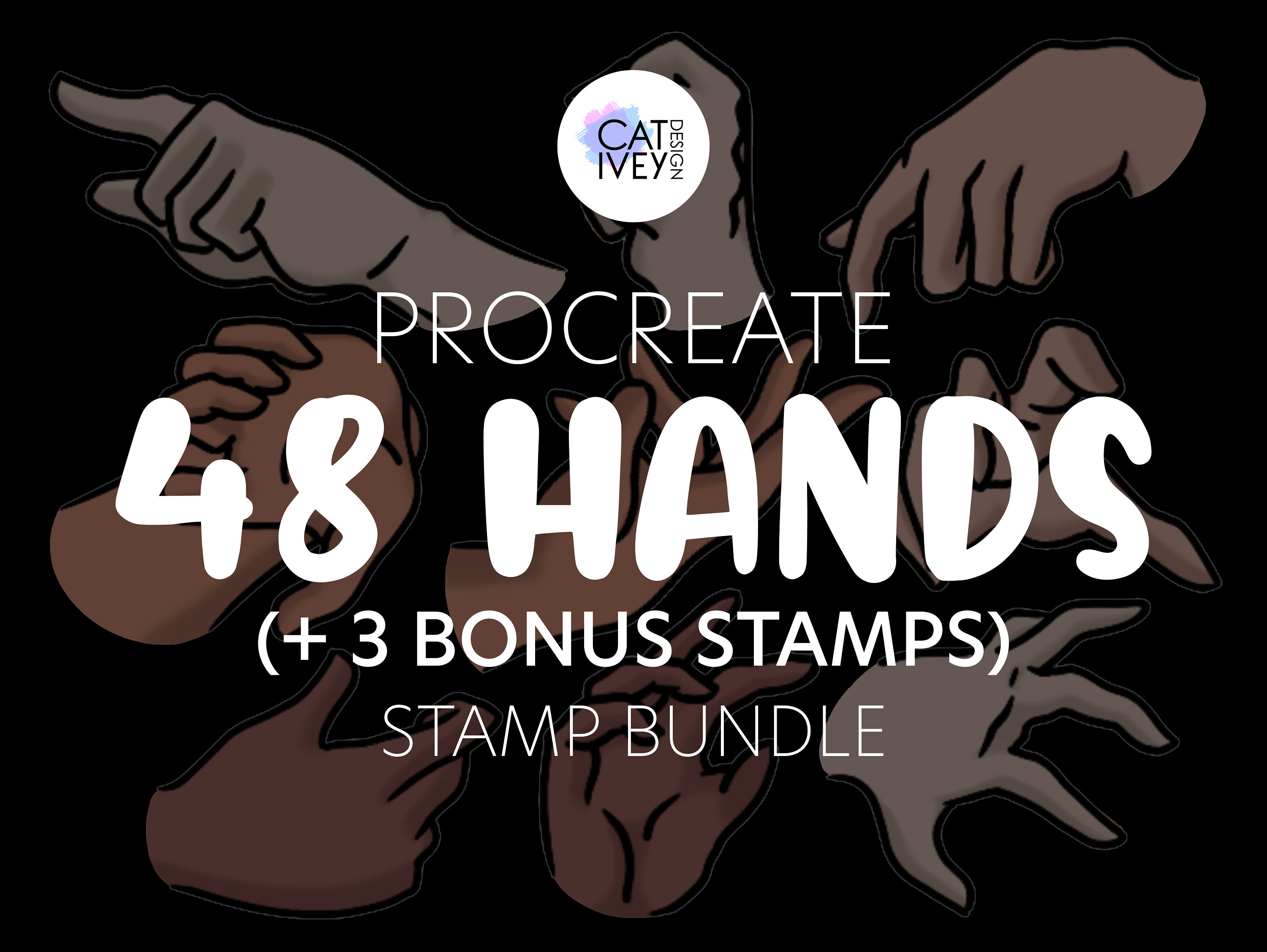 48 Hand Stamp Brushes | Procreate Hand Brushes | Procreate Stamp Brush ...