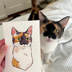 REAL PAINTING Pet Portrait in Watercolor *read description* (Handmade, hand painted, made to order, custom from photo, memorial gift)