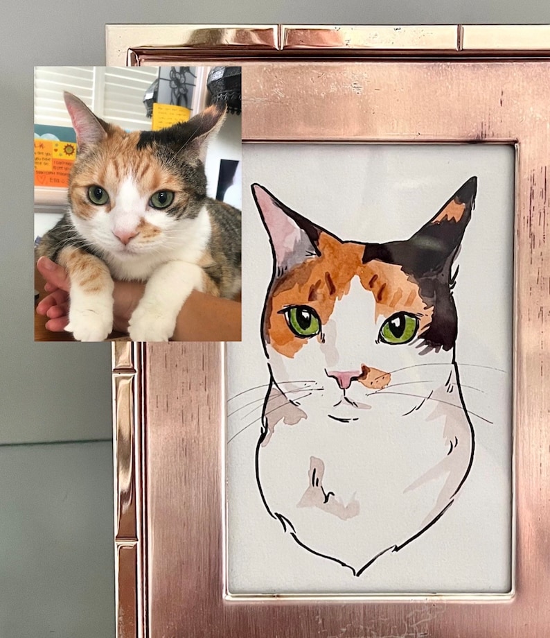 REAL PAINTING Pet Portrait in Watercolor read description Handmade, hand painted, made to order, custom from photo, memorial gift image 9