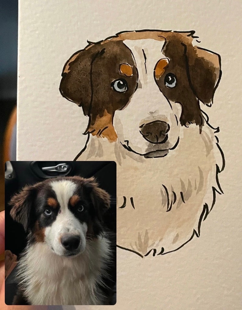 REAL PAINTING Pet Portrait in Watercolor read description Handmade, hand painted, made to order, custom from photo, memorial gift image 6