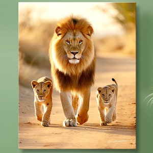 Lion Family Poster, Animal Wall Art, High Quality Printable Art, Lion Poster, Nursery Animal Art, Lion and Cub Poster, Modern Animal Poster
