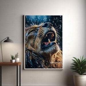 Crying Lion Poster Print | Printable Wall Art | Instant Download Digital Art | Lion King Poster | Animal Art Printable