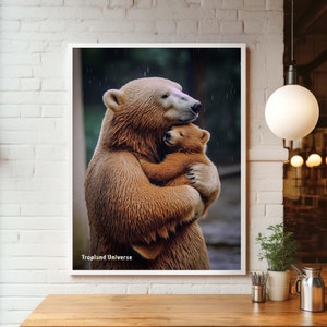 Momma Bear and Cub - Animal bear poster wall art Instant Digital Download, Gift For Bear Lover, Modern Wall Art, For Wildlife Lovers