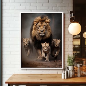 Royal Family: Museum-Grade Poster |  Living Room | Wall Decor Art |  Lion King | Lion Family | Animals Posters | Wall Poster | Lion Posters