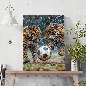 Football is Life (Jaguar Fun) 02: High Resolution Lion Printable Art | Animal Wall Art | Animal Love | Lion Art  | Digital Art | Lion Poster