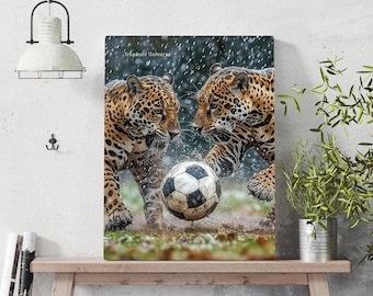 Football is Life (Jaguar Fun) 02: High Resolution Lion Printable Art | Animal Wall Art | Animal Love | Lion Art  | Digital Art | Lion Poster
