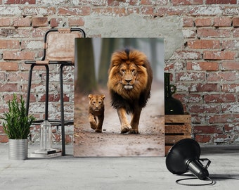 Father & Son Printable Lion Art | Animal Wall Art | Lion Art | Digital Art | Lion Poster | Instant Download