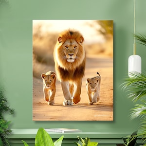 Lion Family Museum-Grade Poster, Living Room Wall Decor Art, Lion King Poster, Lion Family Wall Art, Lion Animal Poster, Modern Wall Decor