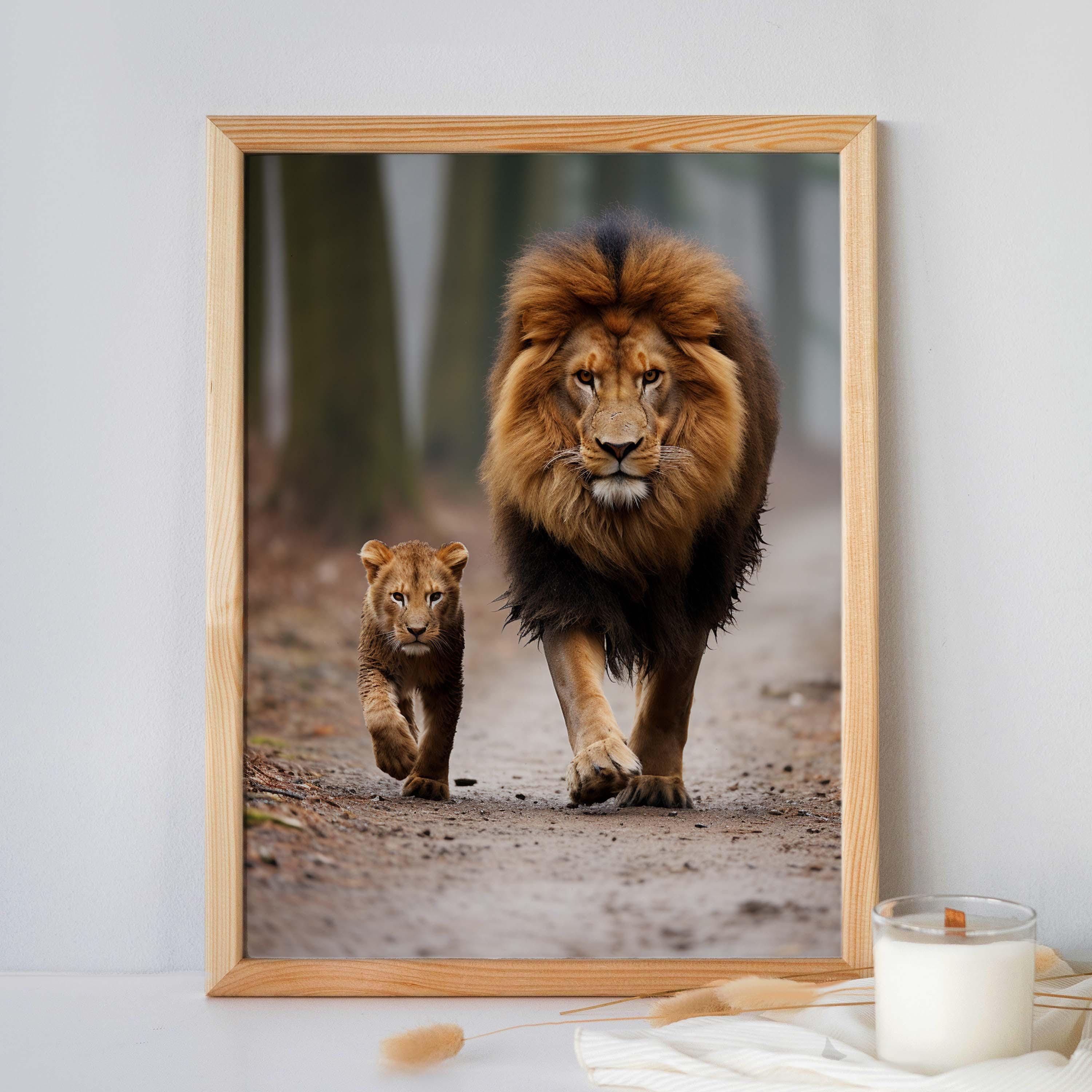 Father and Son Lion Poster: Museum-grade Animal Art - Etsy
