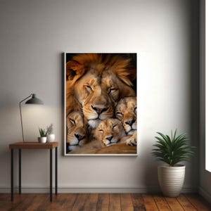 Lion Family Art Print King of the Jungle Poster For Kids Room Wall Decor | Instant Download