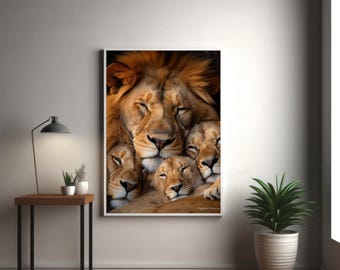Lion Family Art Print | King of the Jungle Poster (Instant Download)
