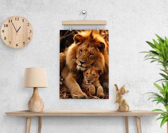 Bond of Lion and Cub Printable Art| Lion Poster | Wildlife Art | King | Lion and Cub Art | Animal Poster | Instant Digital Download Poster