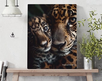 Jaguar and her Baby 02: High Resolution Lion Family Printable Art | Animal Wall Art | Lion Art  | Digital Art | Lion Poster | Animal Love