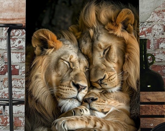 Wildlife Lion Family Print | Safari Wall Art Tropland Universe