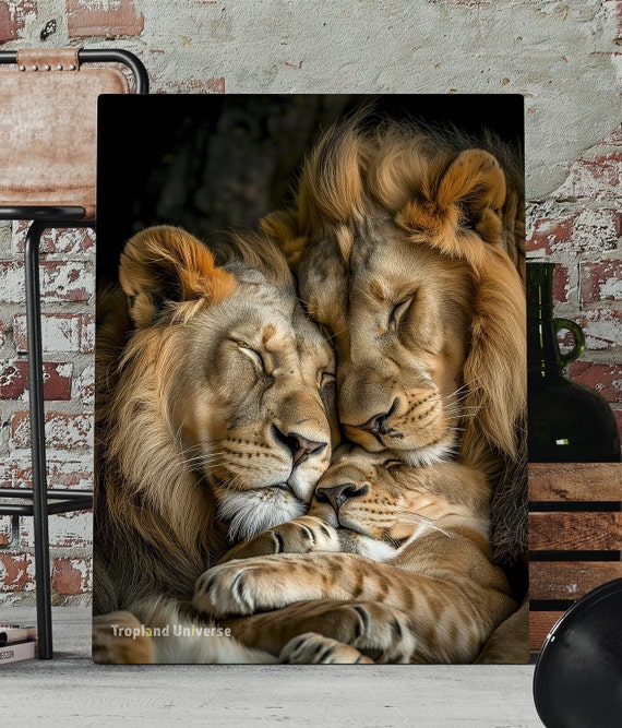ウィクロス LION おやすみ Wildlife Lion Family Print | Safari Wall Art Tropland Universe - Etsy