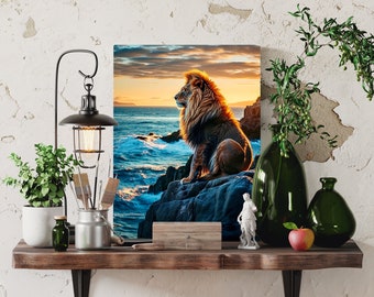 Reflections of a King Printable Art | King Art | Lion | Digital Art | Lion Poster | King Posters | Printable Art |  Digital Instant Download