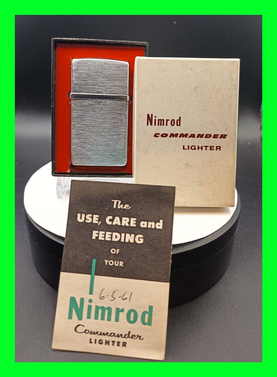 Vintage Nimrod Petrol Pipe Lighter With Papers & Box Excellent Etsy