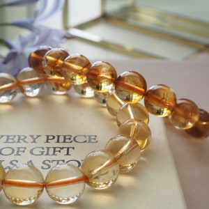 Brazil Citrine Crystal Bracelet, Genuine Gemstone Beads, Attract Abundance and Joy, Enhance Confidence and Creativity, Gift for Her/Him