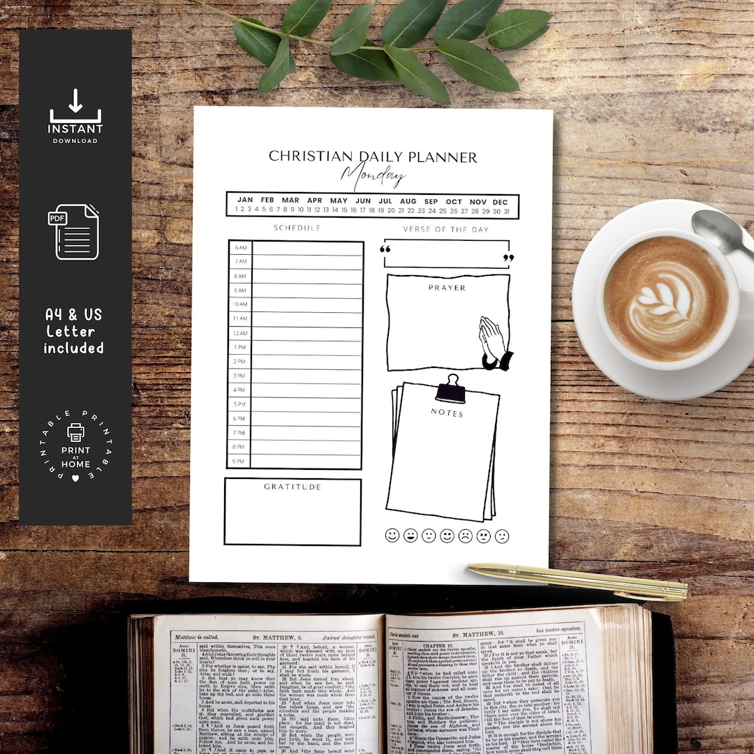 Christian Daily Planner Printable PDF Catholic Planner Etsy