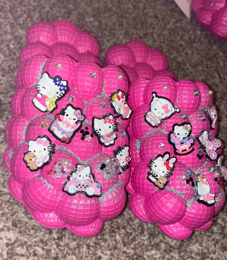 Black & Pink Hello Kitty Bubble Slippers Etsy