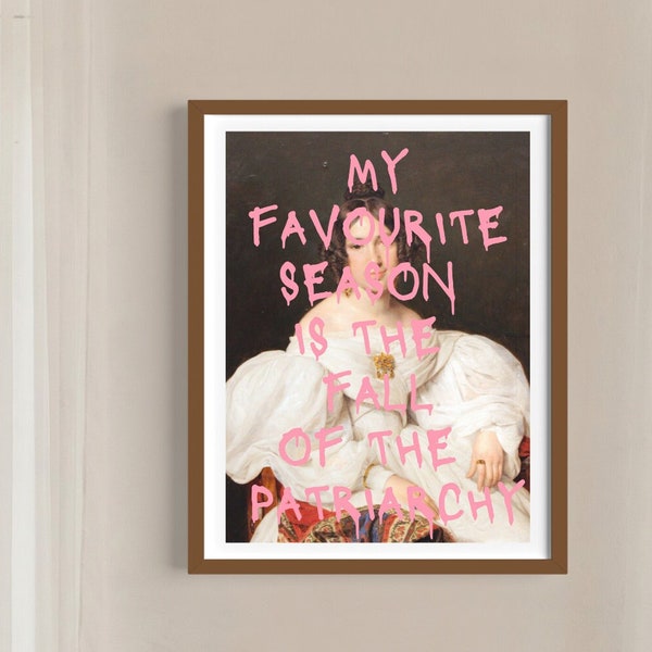 Pink Feminist Art Poster, Eclectic Wall Art, Altered Art Print, Maximalist Room Decor