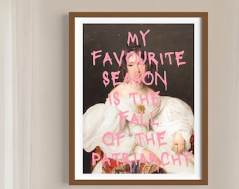 Pink Feminist Art Poster, Eclectic Wall Art, Altered Art Print, Maximalist Room Decor