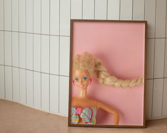 Póster de Barbie, arte mural retro de muñecas, disco, rosa preppy, pósteres modernos y modernos, pared de galería, decoración estética de habitaciones Y2K, impresiones descargables